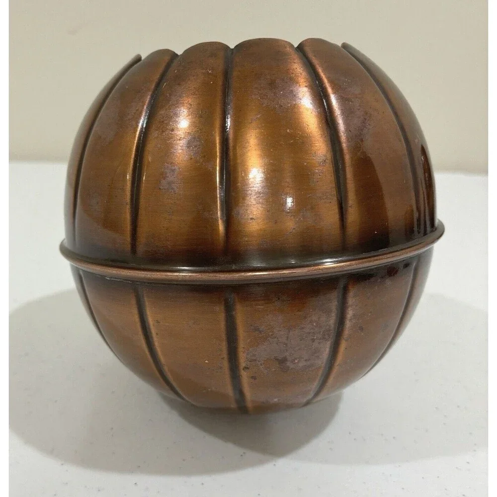Restoration Hardware Copper Pumpkin Jack-O-Lantern Candle Holder 6in *no spike*